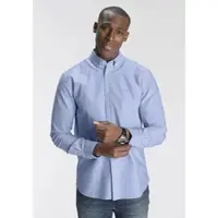 DELMAO Langarmhemd , Herren, Gr. XL (43/44), N-Gr, blau (hellblau), Web, Obermaterial: 100% Baumwolle, unifarben, Basic, tailliert, 2-Knopf-Manschette, Hemden Langarmhemd, in Oxford Qualität