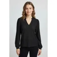 ONLY Blusenshirt "ONLMELANIE L/S SPLIT TOP JRS", Damen, Gr. M, schwarz, Jersey, Obermaterial: 98% Polyester, 2% Elasthan, unifarben, regular fit, Rundhals, Shirts Blusenshirt