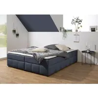 Home affaire Boxbett "Niemes inkl. Bettkasten und Topper, auch in Überlänge erhältlich", denim, blau, B:184cm L:204cm, Komplettbetten, Boxbett, Boxbett ohne Kopfteil, inkl. Topper