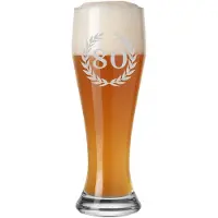 Luxentu Bierglas "Weizenbierglas mit Gravur 80. Jubiläum 0,5 l transparent"