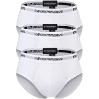 Emporio Armani für Herren. EM000258_AF14132 3er-Set weißer Slip aus Stretch-Strick (S), Heimtextilien, Baumwolle