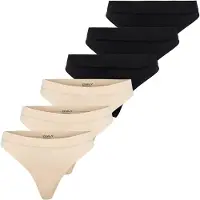 ONLY String "String ONLCHLOE LACE THONG 6P 6er Pack", Damen, Gr. M, bunt (schwarz, beige), Obermaterial: 94% Polyamid PA. 6% Elasthan EL., Unterhosen String
