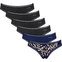 Sloggi Slip "Slip GO Crush Mini C6P 6er Pack", Damen, Gr. M, bunt (schwarz, blau), Obermaterial: 95% Baumwolle CO. 5% Elasthan EL., Unterhosen Slip