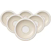 Villeroy & Boch Untertasse "Frühstücksuntertassen Ivoire ø 18,5 cm 6er Set weiß-gold", bunt (weiß, gold), L:18,5cm, Speiseteller, Untertasse