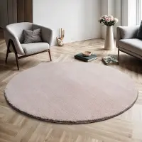 The Carpet Teppich "kuschelig & Super Soft, Anti-Rutsch Unterseite", rosa, H:16mm Ø:160cm, Polyester, Teppiche, Teppich, Waschbar bis 30 Grad, Felloptik, Wohnzimmer Teppich, Kundenliebling