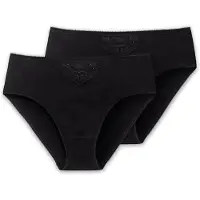 Schiesser Slip "Slip Cotton Essentials 2er Pack", Damen, Gr. L, schwarz, Obermaterial: 100% Baumwolle CO., Unterhosen Slip