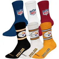 NFL Kurzsocken "Socken 6Pack Crew Socks 6er Pack", Damen, Gr. 43-46, bunt (pittsburgh steelers, mix), Obermaterial: 58% Baumwolle CO. 39% Polyester PES. 3% Elasthan EL., Socken Kurzsocken