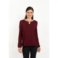 Seidel Moden Langarmshirt , Damen, Gr. 36, rot (bordeaux), Jersey, Obermaterial: 94% Viskose, 6% Elasthan, regular fit taillenbedeckt, Rundhals, elastischer Bund, Shirts Langarmshirt, MADE IN GERMANY