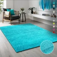 Sanat Hochflor-Läufer "LOCA" Gr. 12, blau (aquablau), B:80cm H:30mm L:250cm, Kunstfaser, Teppiche, Hochflor-Läufer, Wohnzimmer, Langflor, Shaggy, Schlafzimmer
