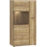 Forte Vitrine "Akinori", braun (mauvella eiche), B:75,1cm H:140cm T:41,8cm, Holzwerkstoff, Schränke, Vitrine, Highboardvitrine, Glastüre, Soft Close, MDF Front