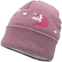 Maximo Strickmütze , Mädchen, Gr. 53, rosa (altrosa), Feinstrick, Baumwolle, gemustert, mehrfarbig, Mützen Strickmütze, Baumwolle, gefüttert, breiter Umschlag, Motiv