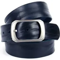 Anthoni Crown Ledergürtel , Damen, Gr. 85, blau, Leder, unifarben, Gürtel Ledergürtel, Jeansgürtel genarbt