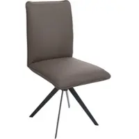 K+W Komfort & Wohnen Esszimmerstuhl "Drehstuhl, Lederstuhl", braun (sattel, schwarz), B:49cm H:94cm T:61cm, Stühle, Esszimmerstuhl, Blitzdrehkreuz und Rückholfunktion, dekorativer 12mm Biese