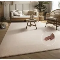 My Home Teppich "Ciney, LAGERRÄUMUNG" Gr. 2, beige, B:120cm H:16mm L:160cm, Polyester, Teppiche, Teppich, Kurzflor, Hoch-Tief Effekt, Uni Farben, Scandi Design, besonders weich
