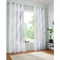 Otto Home Gardine "Dimona" Gr. 2, bunt (weiß, silberfarben, grau), B:140cm H:175cm, Voile, Polyester, Gardinen, Gardine, 2-er Set, transparent, Voile, Polyester, Wellen, Topseller