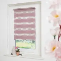 Garesa Doppelrollo "Welle" Gr. 6, rosa (altrosa, weiß, weiß), B:60cm H:150cm, Polyester, Rollos, Doppelrollo, dekorativ, stufenlos verstellbar