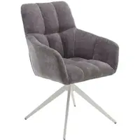 Home affaire Drehstuhl "Nizza", grau, B:61cm H:90cm T:66cm, Stühle, Drehstuhl, 180 Grad Drehfunktion, komfortable Polsterung, stabiles Gestell