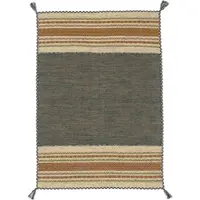 Carpetfine Teppich "Kelim Azizi, auch als Läufer erhältlich" Gr. 5, grün, B:160cm H:5mm L:230cm, Baumwolle, Teppiche, Teppich, handgewebt, Baumwolle, Wendeteppich mit Fransen, Fleckerl, Wohnzimmer