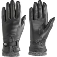 PEARLWOOD Lederhandschuhe "ALICIA", Damen, Gr. 7, schwarz, Lammleder, Handschuhe Lederhandschuhe, Original Druckknopf