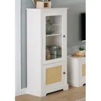Otto Home Vitrine "Linda", weiß (weiß, natur), B:60cm H:140cm T:35cm, Massivholz, Schränke, Vitrine, aus massivem Kiefernholz, mit schönen Metallgriffen