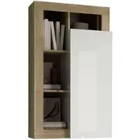 Home affaire Hängevitrine "Hamburg, Breite 69 cm", braun (weiß, eiche cadiz nb), B:69cm H:126cm T:30cm, Schränke, Hängevitrine, Höhe 126 cm