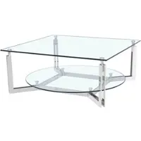 Leonique Couchtisch "Milano", grau (chromfarben), B:100cm H:41cm T:100cm, Tische, Couchtisch, Couchtisch, quadratisch, Glas, Chrom, Sicherheitsglas, 100x100x41