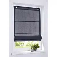 Kutti Heimtextilien Raffrollo "Metis", schwarz (blaugrau), B:45cm H:140cm, Obermaterial: 100% Leinen, Raffrollos, Raffrollo, einfarbig, blickdicht, 100% Leinen, mit Edelstahlhaken, pflegeleicht