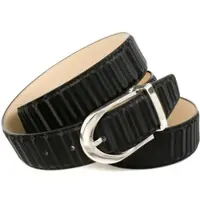 Anthoni Crown Ledergürtel , Damen, Gr. 95, schwarz, Leder, gestreift, unifarben, Gürtel Ledergürtel, In 3D-Optik, glänzende Schließe