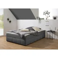 Home affaire Boxbett "Niemes inkl. Bettkasten und Topper, auch in Überlänge erhältlich", anthrazit, B:144cm L:224cm, Komplettbetten, Boxbett, Boxbett ohne Kopfteil, inkl. Topper