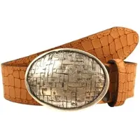 Rettungsring Gürtel Ledergürtel RETTUNGSRING GÜRTEL, Damen, Gr. 90, braun (cognac), Leder, geprägtes Muster, unifarben, Gürtel Ledergürtel, mit austauschbarer Schließe »Oval Gewebt Silber«