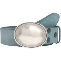 Rettungsring Gürtel Ledergürtel RETTUNGSRING GÜRTEL, Damen, Gr. 85, blau (jeansblau), Leder, unifarben, Gürtel Ledergürtel, mit austauschbarer Schließe »Oval Gewölbt Silber«