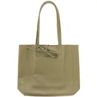 Zwillingsherz Tragetasche "Ledershopper "Small", Damen, Gr. B/H/T: 21cm x 13cm, grün (khaki), Leder, unifarben, Taschen Tragetasche, mit Schulterhenkel und Bindeband