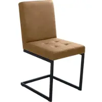 K+W Komfort & Wohnen Esszimmerstuhl "Freischwinger", braun (cognac 71), 1 Stk., Microfaser, Stühle, Esszimmerstuhl, Freischwingergestell aus Vierkantrohr schwarz, hoher Sitzkomfort
