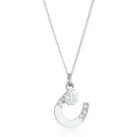 Elli Silberkette "Halskette Hufeisen Kleeblatt 925 Silber, mit Kristallen von Swarovski" Gr. 45, silber, Halsketten, Damen, 45, Silber 925 (Sterlingsilber), Silberkette