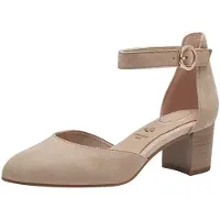 Tamaris Damen Wide FIT Pumps mit Riemen aus Leder, beige, 40