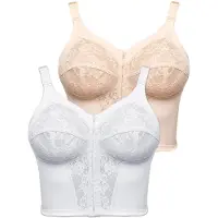 Susa Entlastungs-BH "2er Pack Longline BH Classics", Damen, Gr. 100, Cup D, bunt (beige weiß), Obermaterial: 65% Polyamid PA. 25% Elasthan EL. 10% Baumwolle CO., BHs Entlastungs-BH