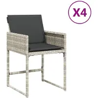 vidaXL Gartenstühle mit Kissen 4 Stk. Hellgrau Poly Rattan