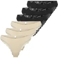ONLY Slip "Slip ONLCHLOE LACE BRAZIL 6P 6er Pack", Damen, Gr. L, bunt (schwarz, beige), Obermaterial: 90% Polyamid PA. 10% Elasthan EL., Unterhosen Slip