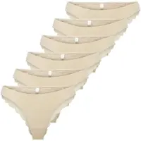 ONLY Slip "Slip ONLCHLOE LACE BRAZIL 6P 6er Pack", Damen, Gr. M, beige, Obermaterial: 90% Polyamid PA. 10% Elasthan EL., Unterhosen Slip