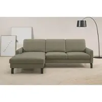 Home affaire Ecksofa , oliv, B:244cm H:86cm T:164cm, 100% Polyester, Sofas, Ecksofa, inkl. saugroboterfreundliche Höhe & schmale Armlehnen