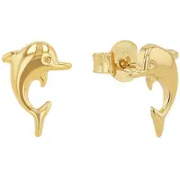 Amor Ohrstecker für Damen, Gold 585, Delphin amor Gold