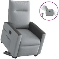 vidaXL Relaxsessel mit Aufstehhilfe Elektrisch Hellgrau Stoff
