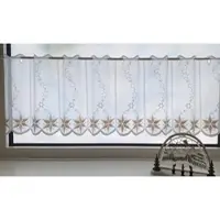 Stickereien Plauen Scheibengardine "Sternenglanz" Gr. 1, gold (goldfarben, weiß), B:95cm H:35cm, Voile, Polyester, Gardinen, Scheibengardine