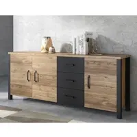 Home affaire Sideboard "Olin WM", schwarz (appenzeller fichte, schwarz matt), B:192cm H:79cm T:43cm, Sideboards, Sideboard, Breite 192 cm