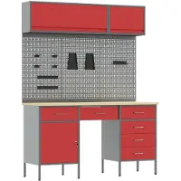 vidaXL Werkbank mit Schubladen 8 pcs Schwarz Ingenieure Holz und Stahl