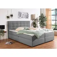 Home affaire Boxbett "Ovalo auch in Überlänge erhältlich", grau, B:214cm L:210cm, Komplettbetten, Boxbett, wahlweise mit Bettkasten, in H2, H3 & H4 erhältlich