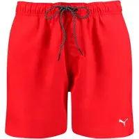 Puma Badeshorts "SWIM MEN MID SHORTS 1P", Herren, Gr. S, N-Gr, rot, Web, Obermaterial: 100% Polyester, unifarben, Badehosen Badeshorts, High-Tech Reißverschluss an der Gesäßtasche, Seitentaschen