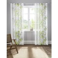 Otto Home Gardine "Ina" Gr. 4, grün, B:144cm H:245cm, Voile, Polyester, Gardinen, Gardine, transparent, 2-er Set, einseitig bedruckt, Voile