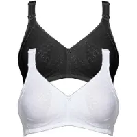 Susa Bügelloser BH "2er Pack BH ohne Bügel Topsy Plus", Damen, Gr. 75, Cup D, bunt (schwarz weiß), Stoff, Obermaterial: 40% Baumwolle CO. 30% Polyamid PA. 30% Elasthan EL., BHs Bügelloser BH