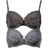 Anita Bügel-BH "2er Pack Bügel BH Fleur", Damen, Gr. 105, Cup E, grau (schwarz anthrazit), Spitze, Obermaterial: 87% Polyamid PA. 13% Elasthan EL., BHs Bügel-BH